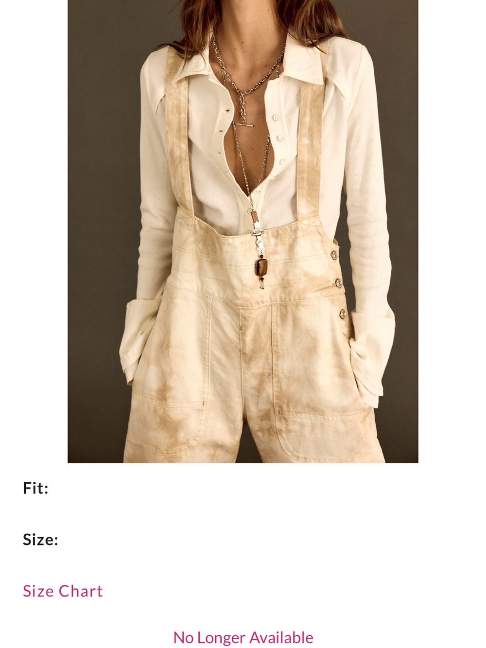 Free People Cream Tie-Dye Linen Utility Overalls. New with tags, never worn